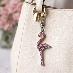 Pink Rhinestone Flamingo Keychain Sparkly Bag Charm Crystal Flamingo Purse Charm